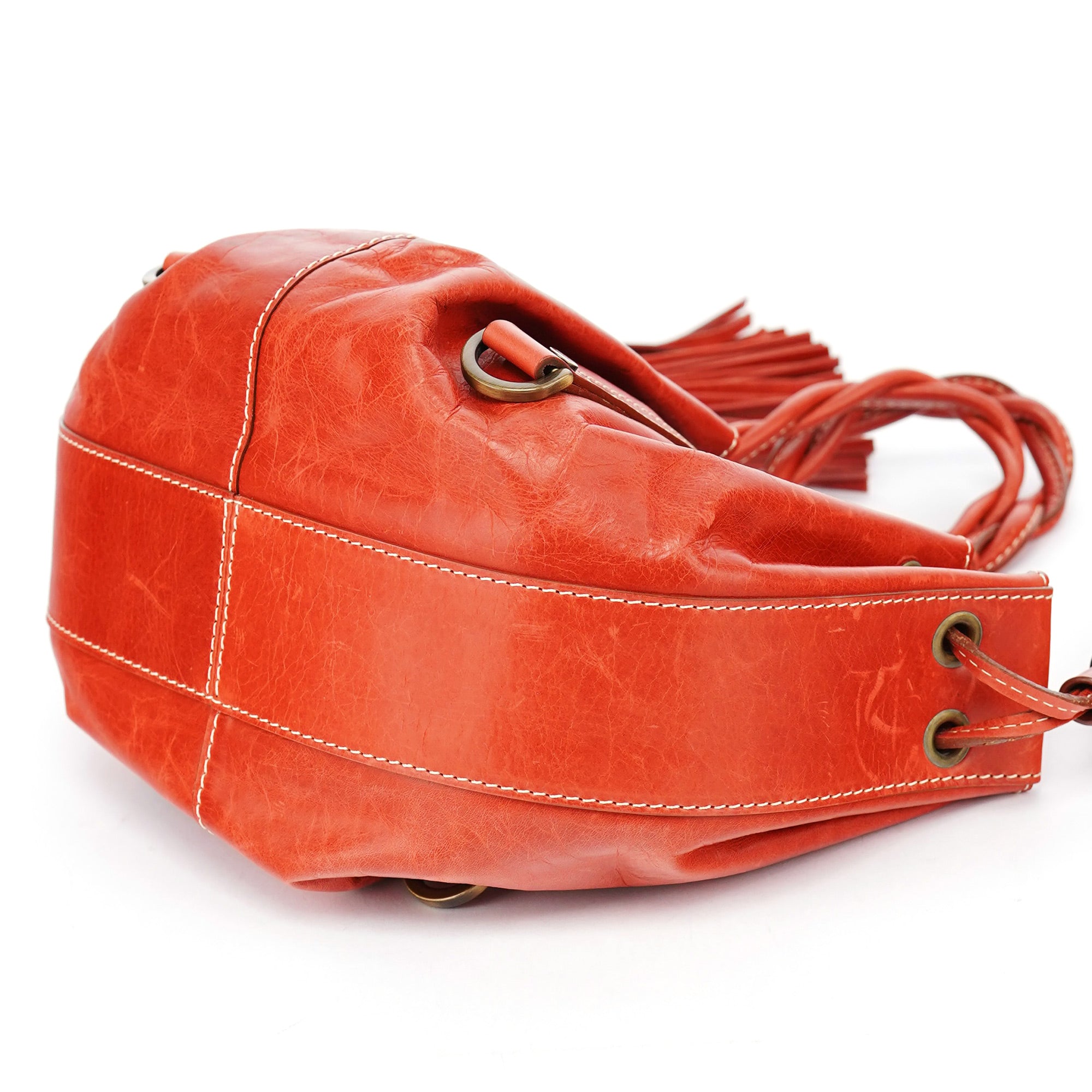 Givenchy Sac à pampilles et lien coulissant en cuir de veau orange brûlé