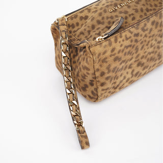 Givenchy Leopard Suede Pandora Clutch Bag