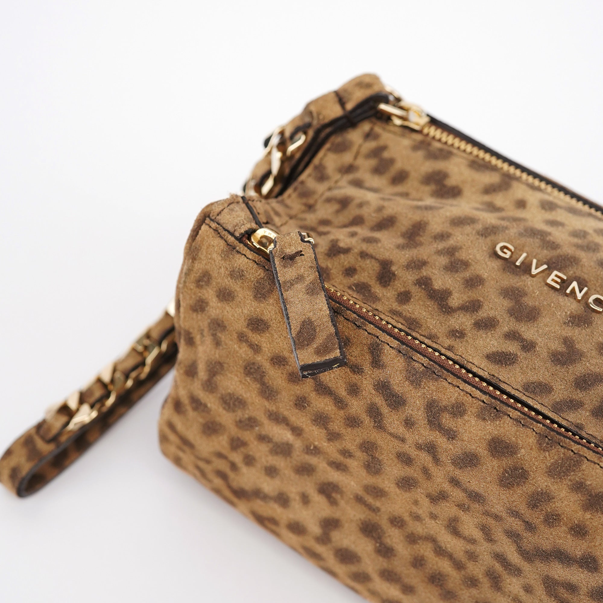 Givenchy Pochette Pandora en daim léopard