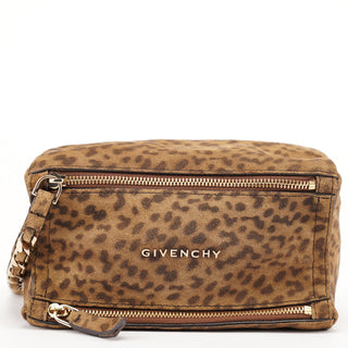 Givenchy Leopard Suede Pandora Clutch Bag