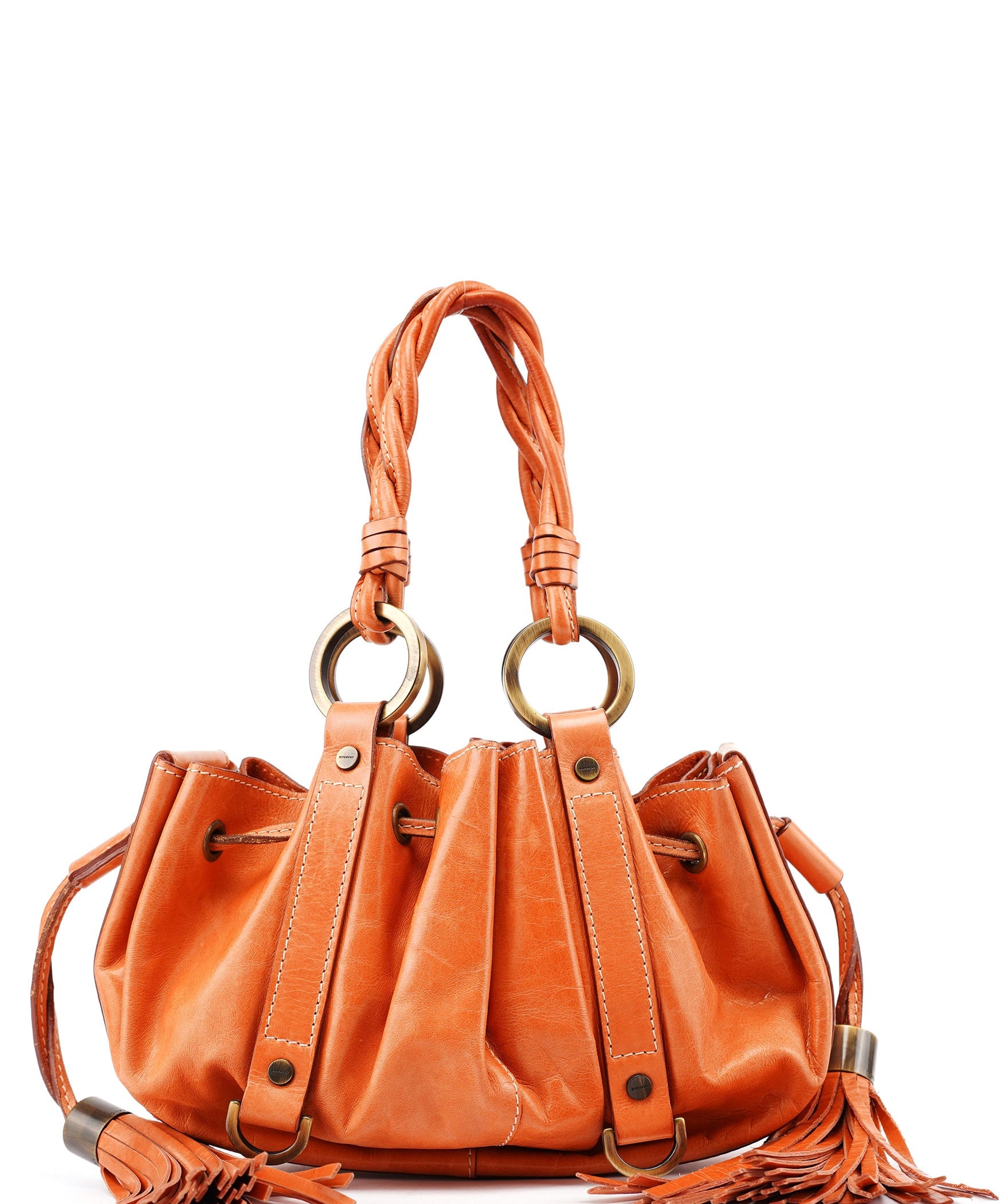 Givenchy Orange Calfskin Tassel Handbag