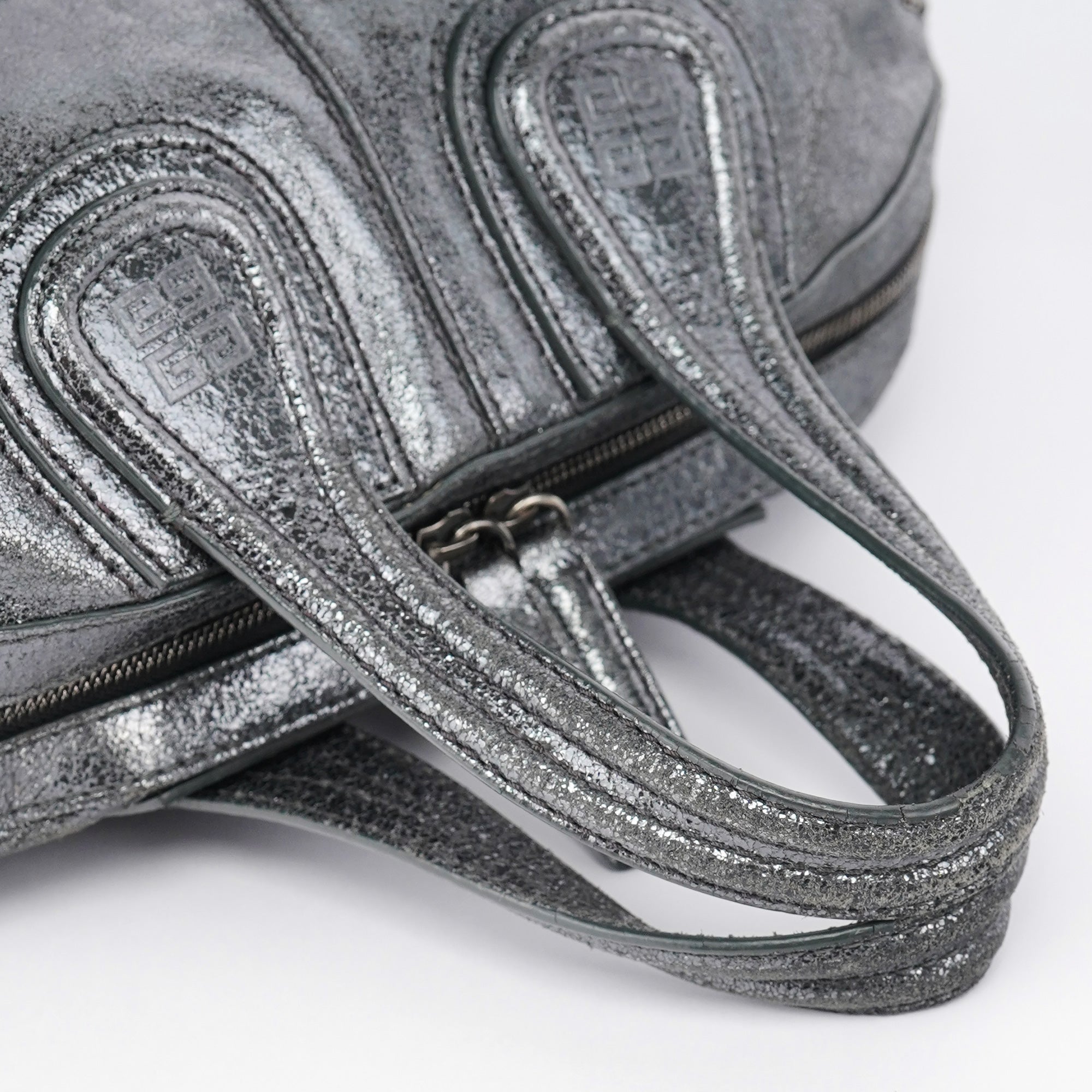 Givenchy Silver Metallic Leather Tote Bag