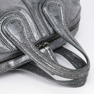 Givenchy Silver Metallic Leather Tote Bag