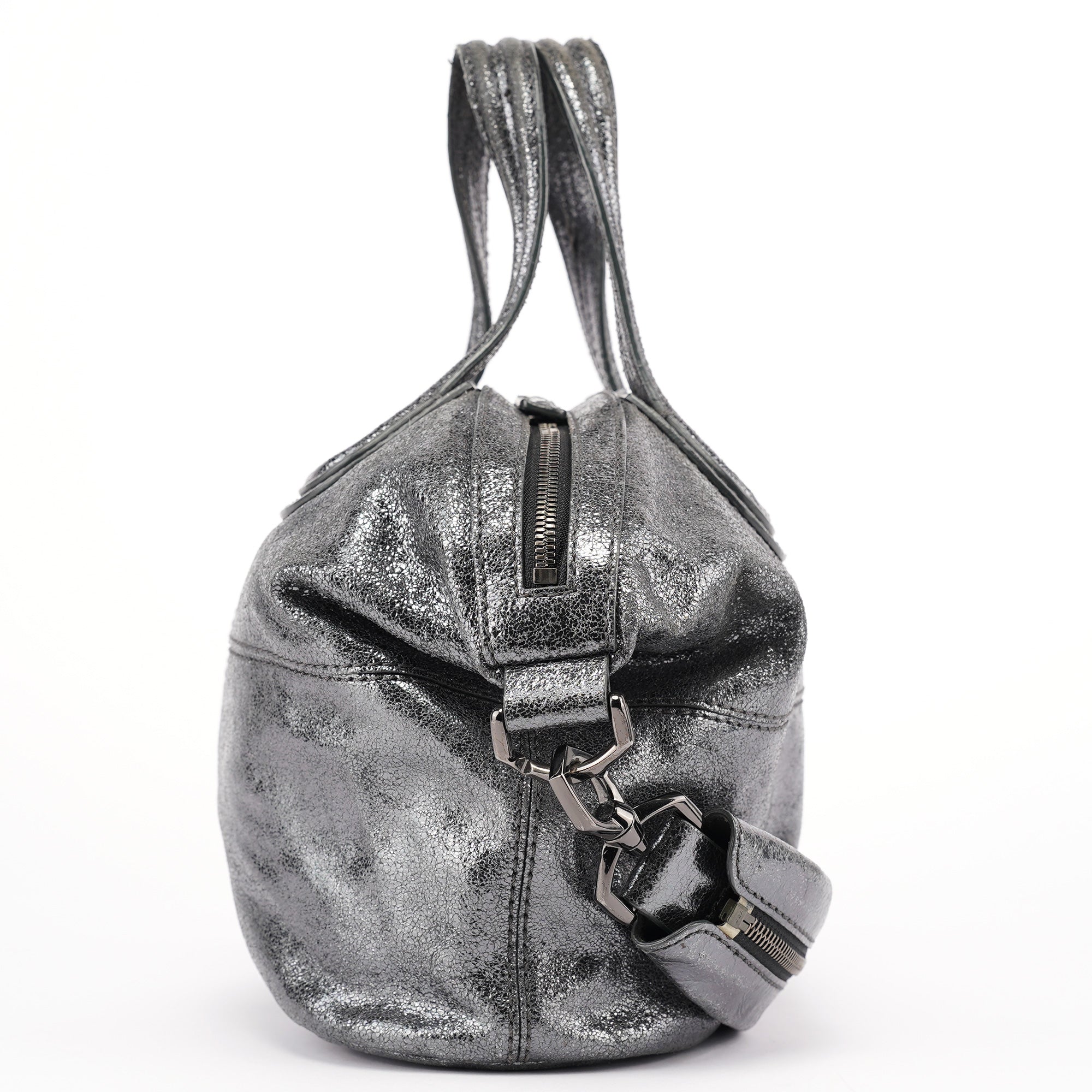 Givenchy Silver Metallic Leather Tote Bag