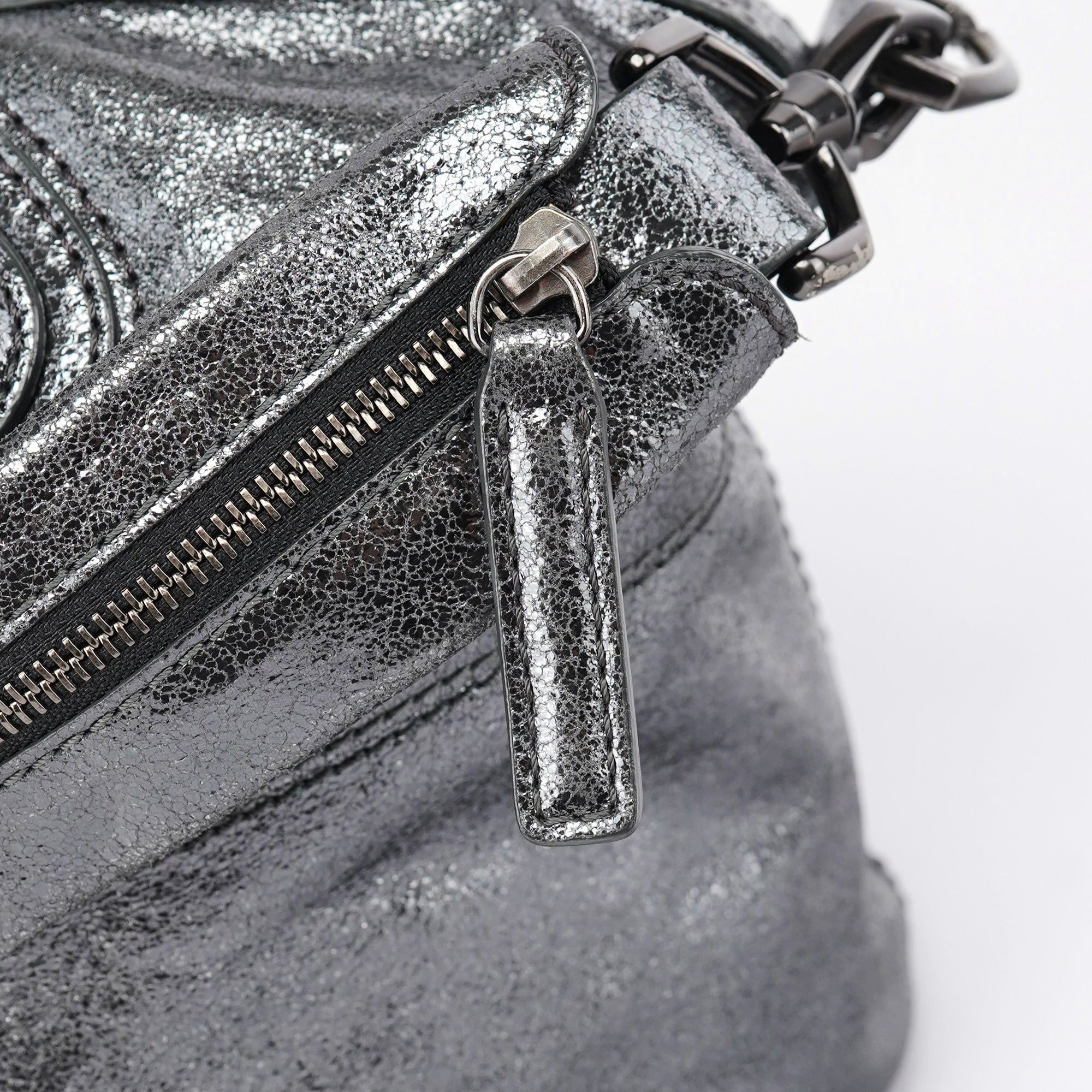 Givenchy Silver Metallic Leather Tote Bag