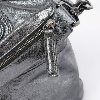 Givenchy Silver Metallic Leather Tote Bag