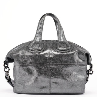 Givenchy Silver Metallic Leather Tote Bag