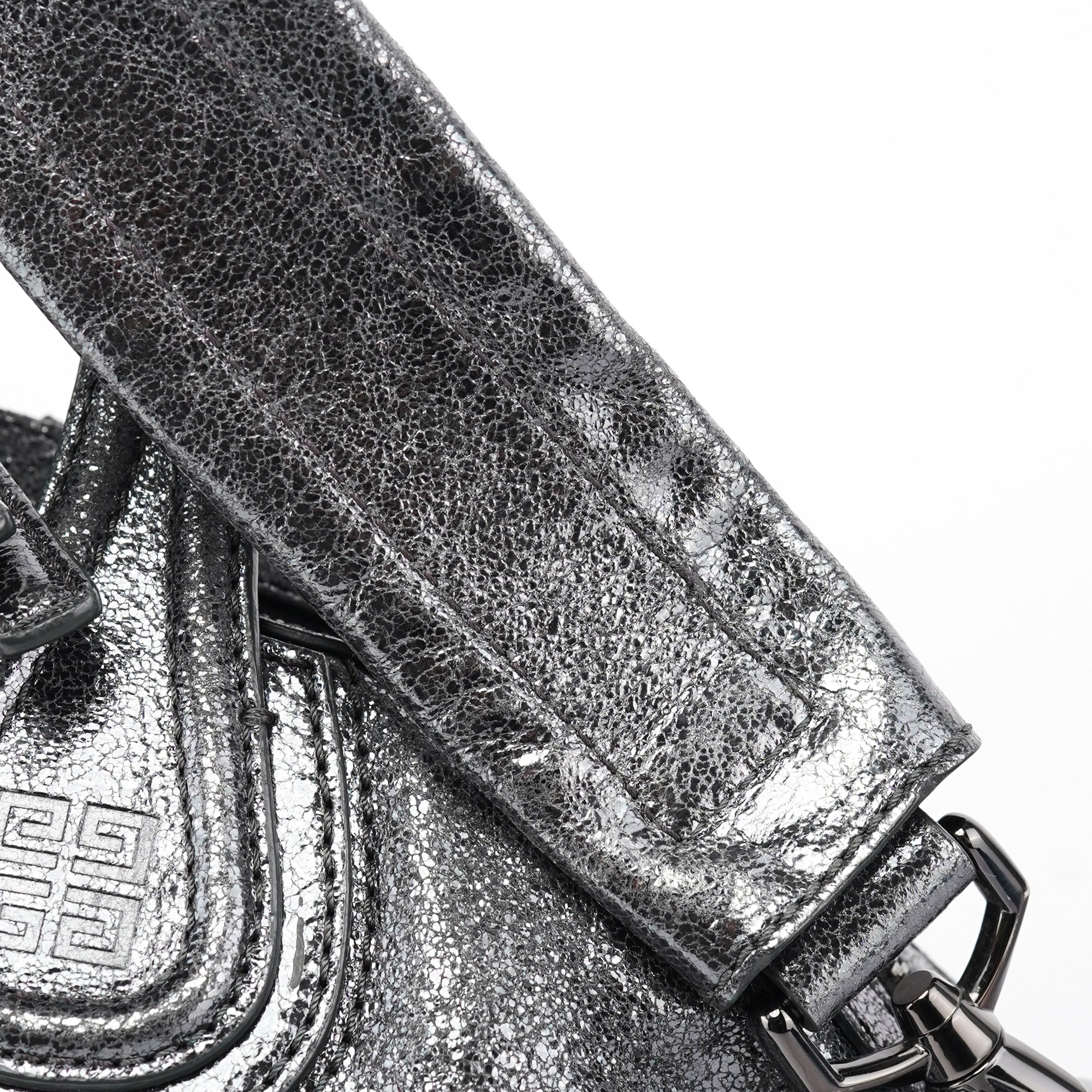 Givenchy Silver Metallic Leather Tote Bag