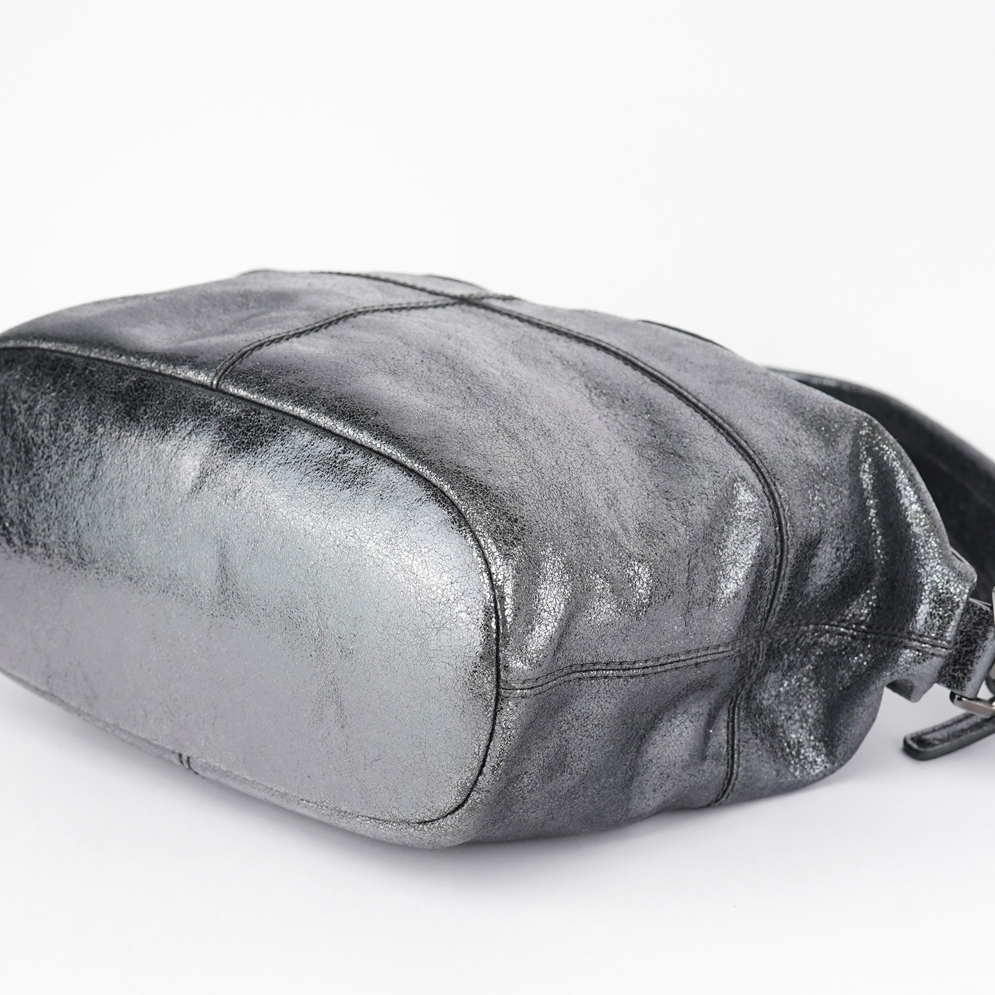 Givenchy Silver Metallic Leather Tote Bag