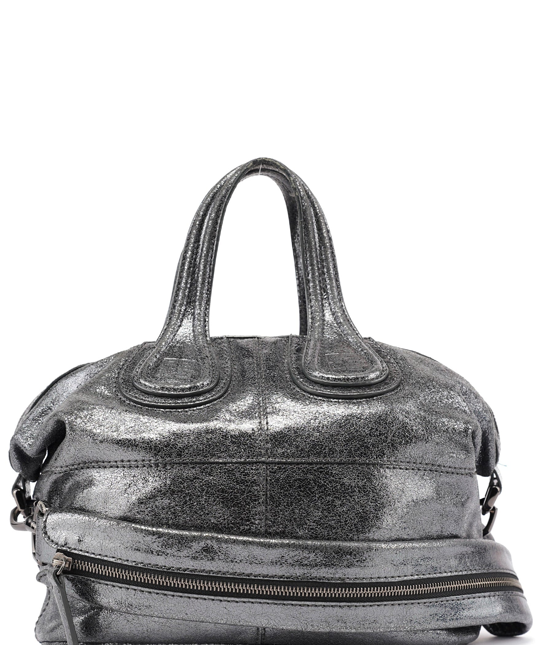 Givenchy Silver Metallic Leather Tote Bag