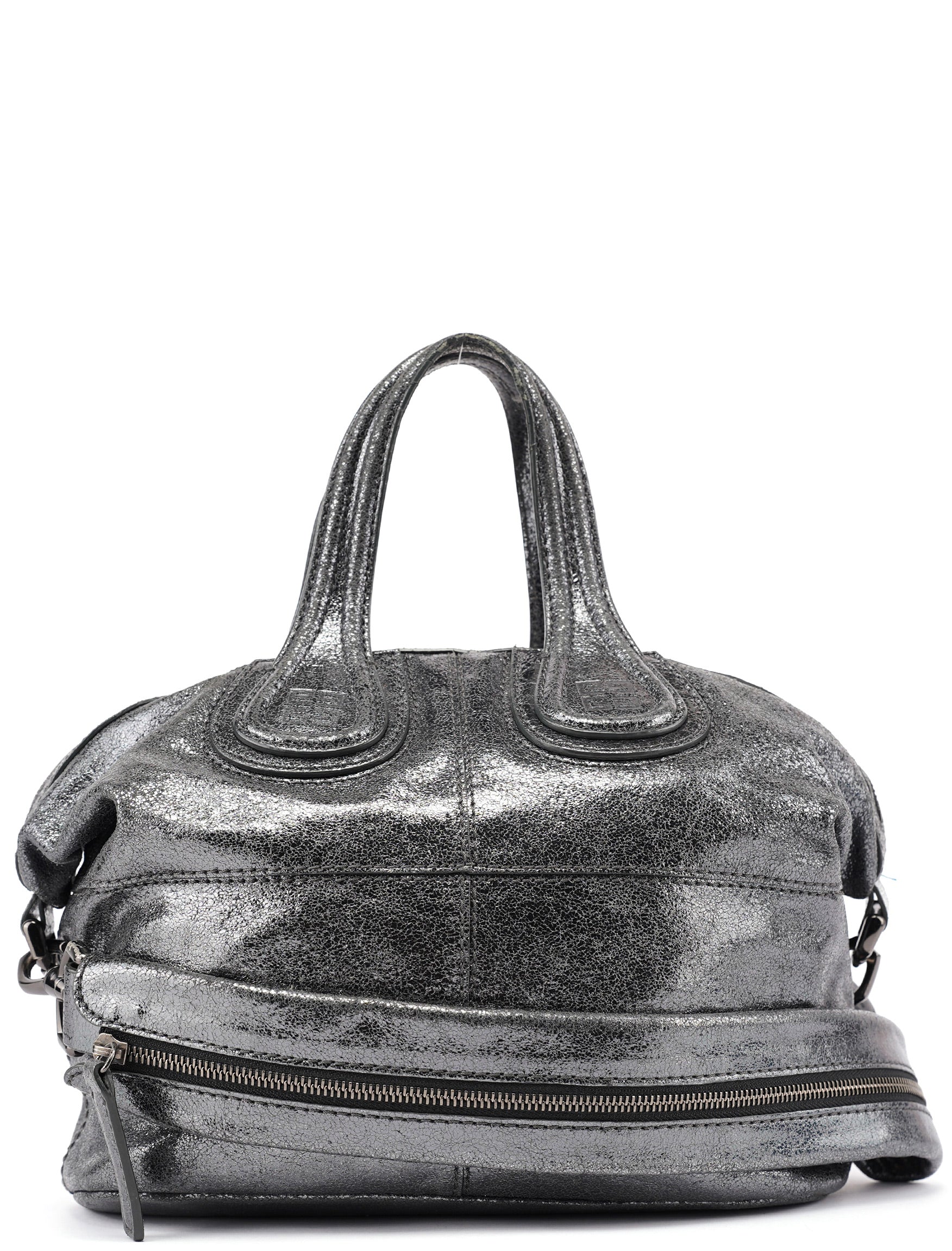 Givenchy Silver Metallic Leather Tote Bag