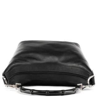 Gucci 000 0531 Black Calfskin Bamboo Shoulder Bag