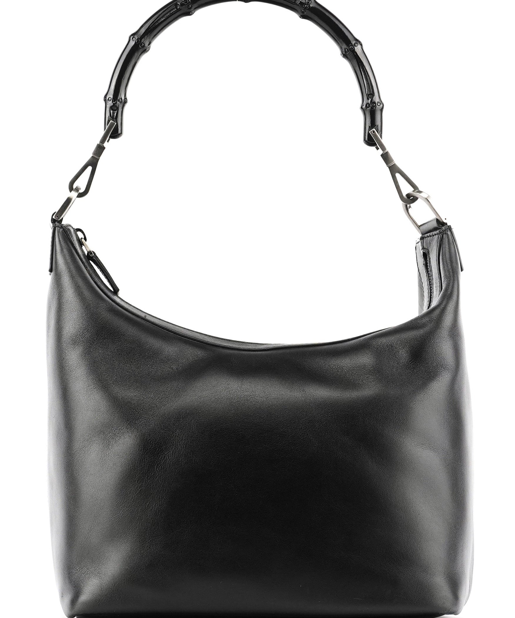 Gucci 000 0531 Black Calfskin Bamboo Shoulder Bag