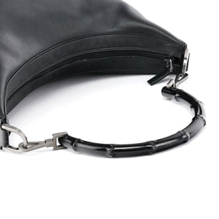 Gucci 000 0531 Black Calfskin Bamboo Shoulder Bag