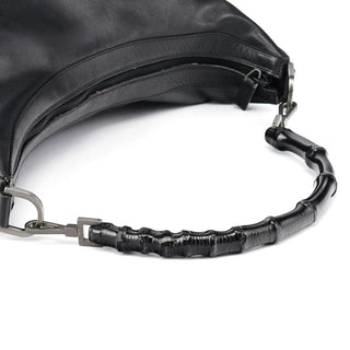 Gucci 000 0531 Black Calfskin Bamboo Shoulder Bag