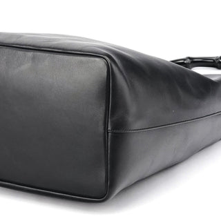Gucci 000 0531 Black Calfskin Bamboo Shoulder Bag