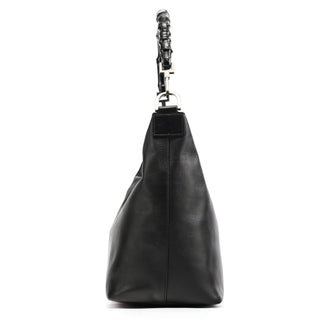 Gucci 000 0531 Black Calfskin Bamboo Shoulder Bag