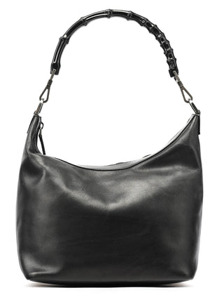 Gucci 000 0531 Black Calfskin Bamboo Shoulder Bag