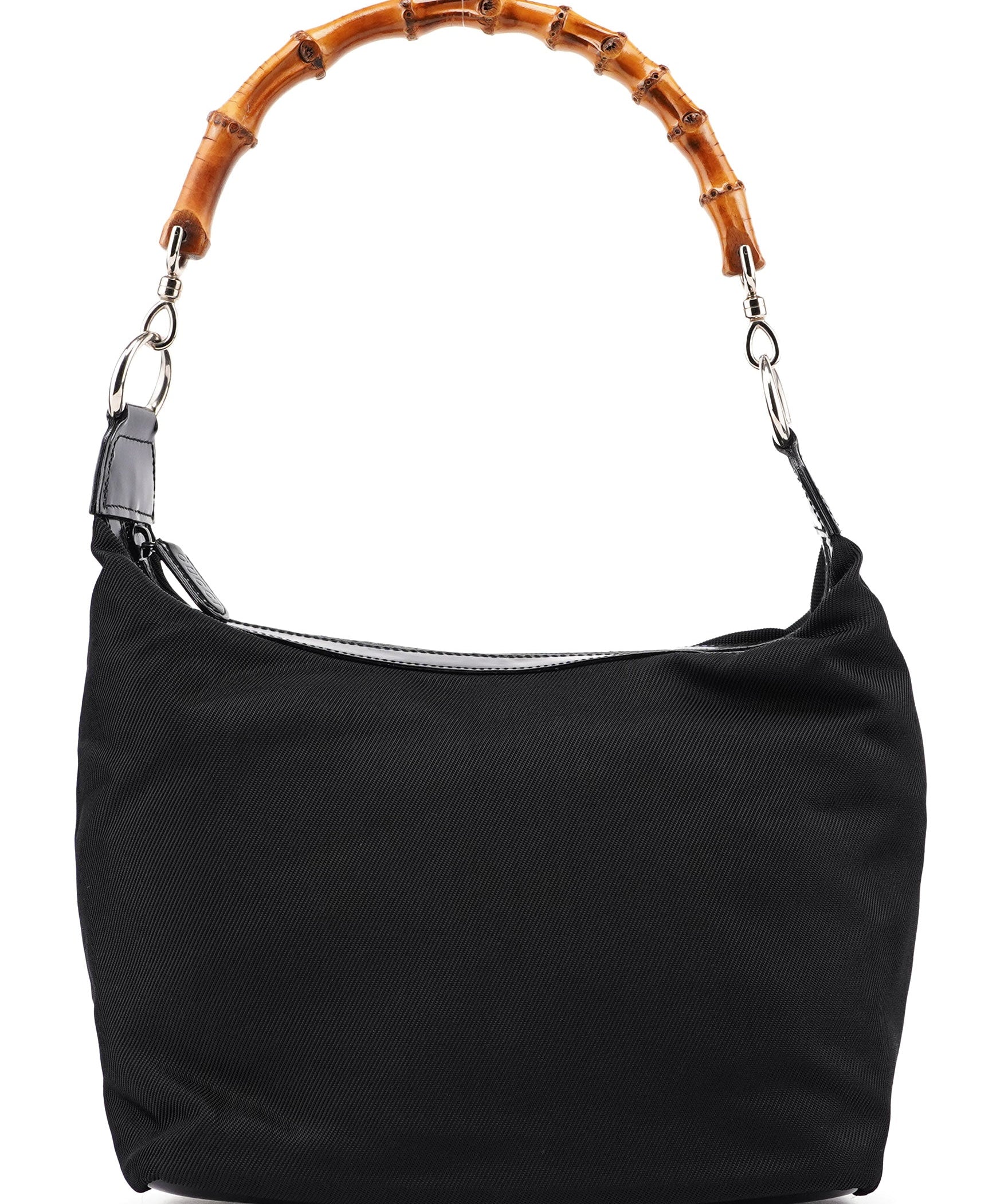 Gucci 000 0531 Black Canvas Bamboo Shoulder Bag