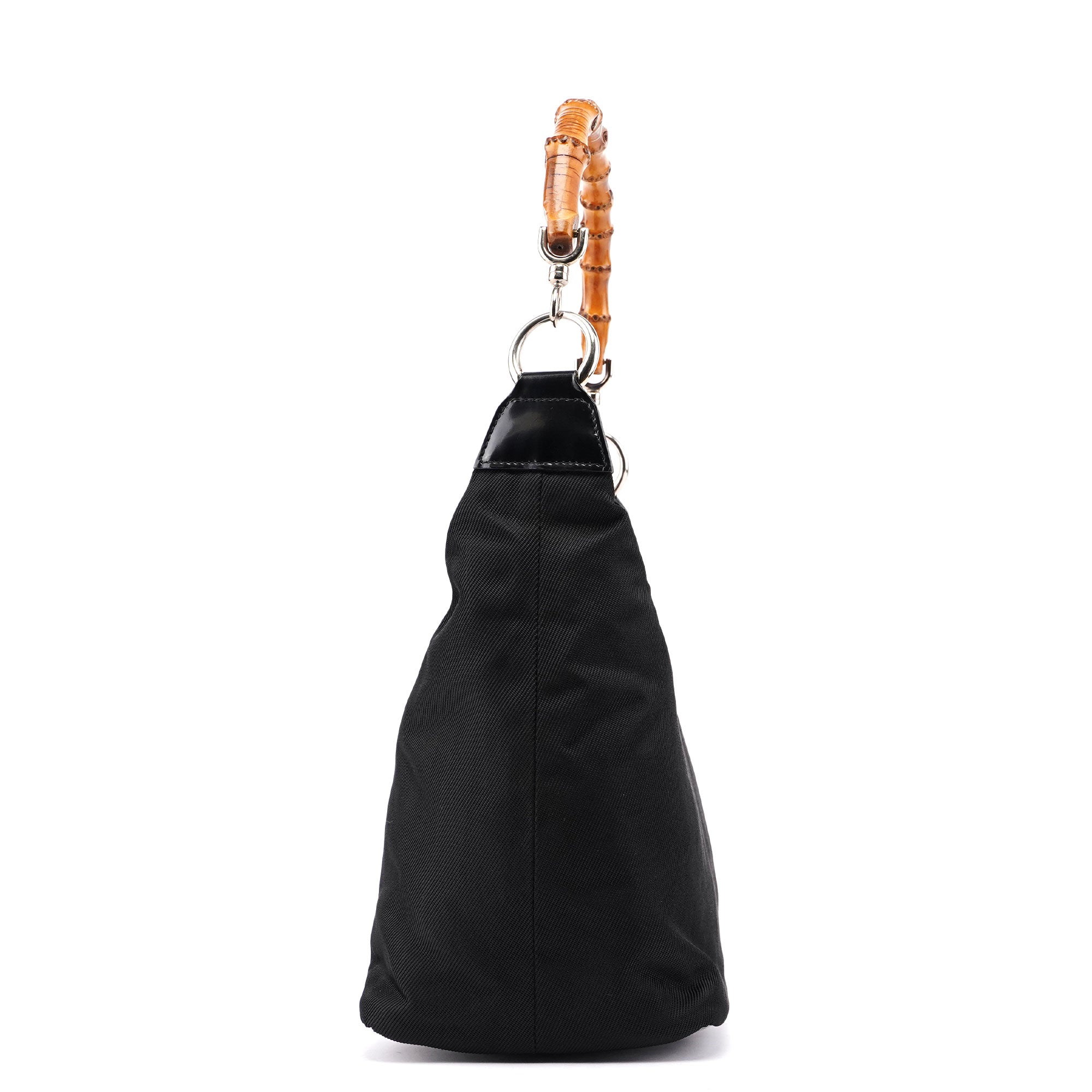Gucci 000 0531 Black Canvas Bamboo Shoulder Bag