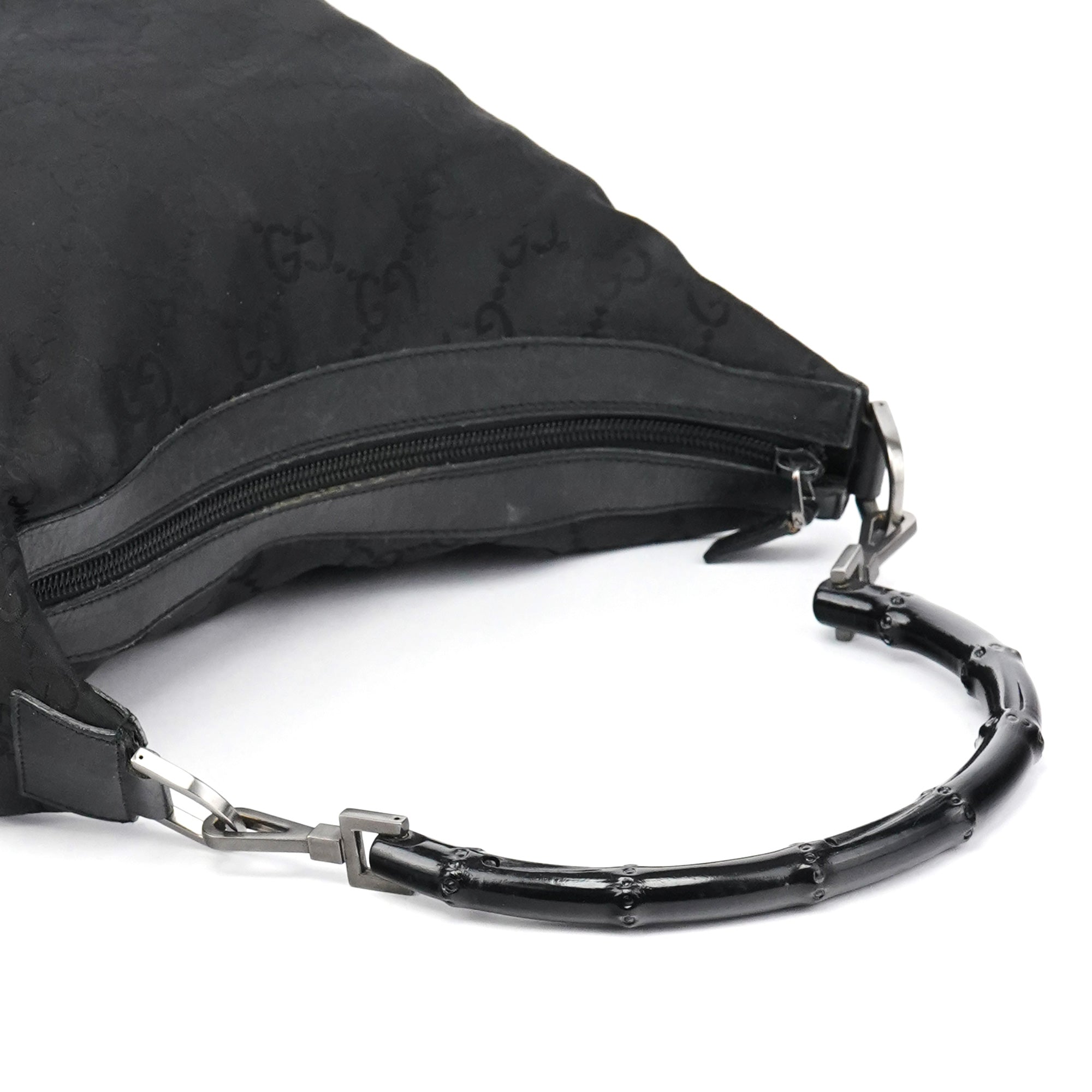 Gucci 000 0531 Sac porté épaule Bamboo en toile GG noire