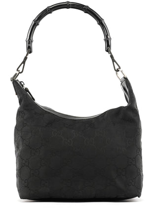 Gucci 000 0531 Black GG Bamboo Shoulder Bag