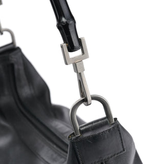 Gucci 000 0531 Black Leather Bamboo Shoulder Bag