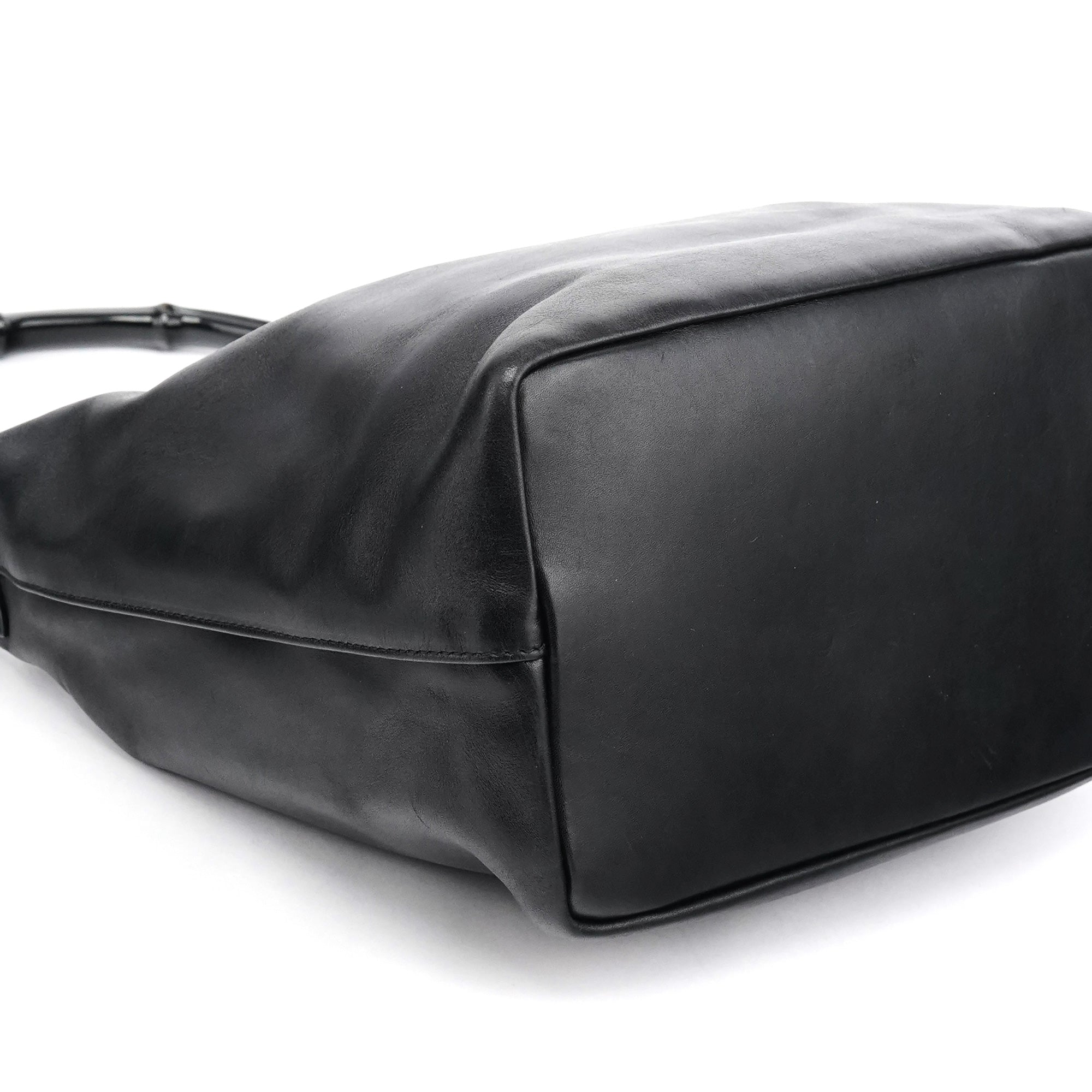 Gucci 000 0531 Black Leather Bamboo Shoulder Bag