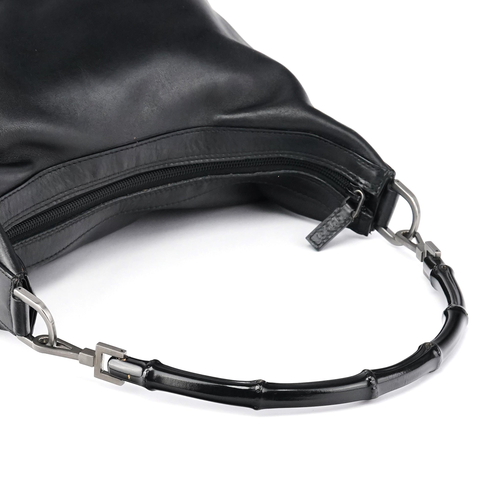 Gucci 000 0531 Black Leather Bamboo Shoulder Bag