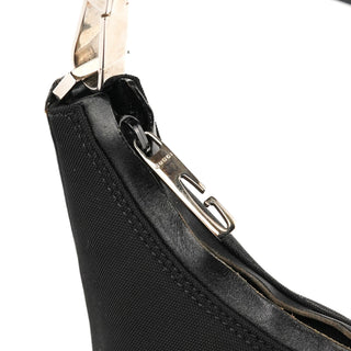 Gucci 000 0601 Black Nylon Leather Hobo Bag