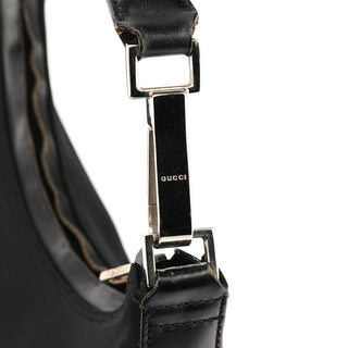 Gucci 000 0601 Black Nylon Leather Hobo Bag