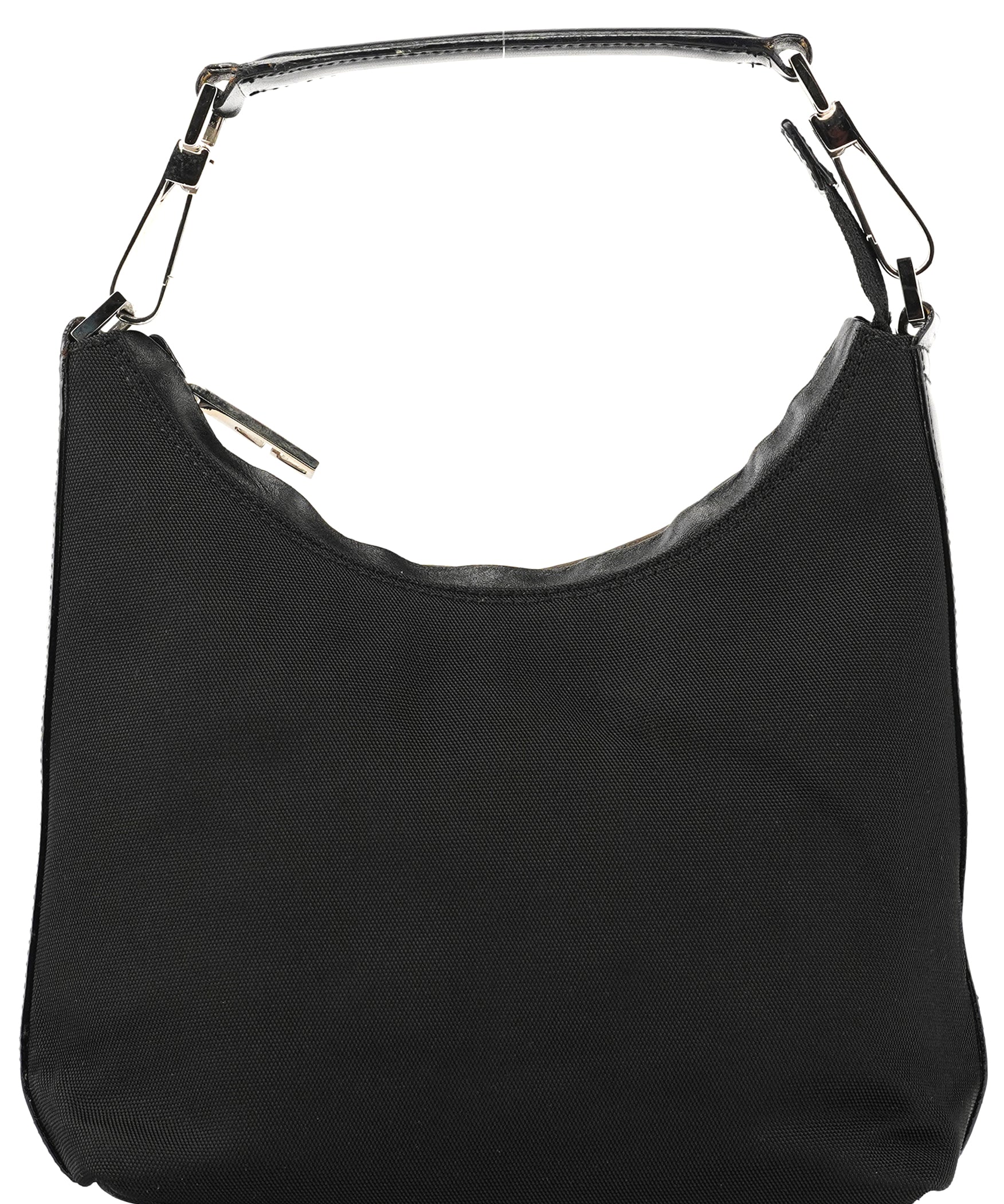 Gucci 000 0601 Black Nylon Leather Hobo Bag