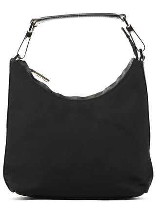 Gucci 000 0601 Black Nylon Leather Hobo Bag