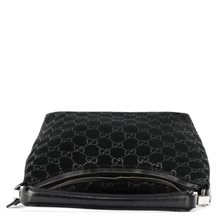 Gucci 000 0602 1997 Black GG Suede Hobo Shoulder Bag