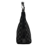 Gucci 000 0602 1997 Black GG Suede Hobo Shoulder Bag