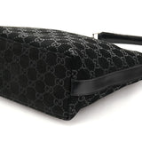 Gucci 000 0602 1997 Black GG Suede Hobo Shoulder Bag