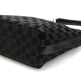 Gucci 000 0602 1997 Black GG Suede Hobo Shoulder Bag