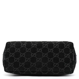 Gucci 000 0602 1997 Black GG Suede Hobo Shoulder Bag