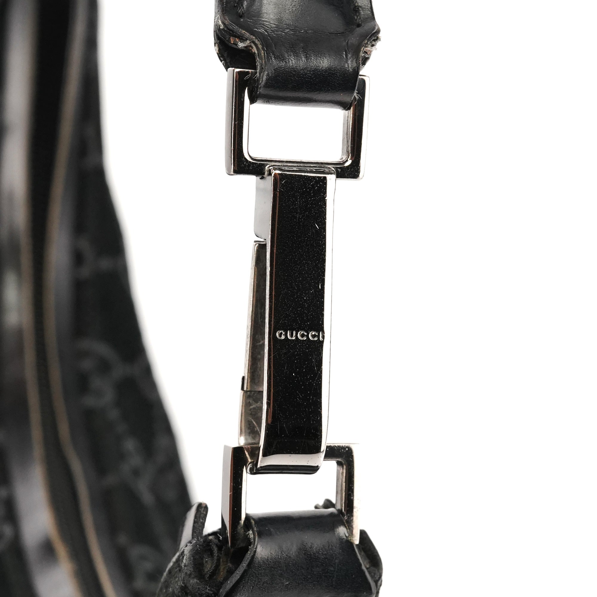 Gucci 000 0602 1997 Black GG Suede Hobo Shoulder Bag