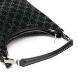 Gucci 000 0602 1997 Black GG Suede Hobo Shoulder Bag