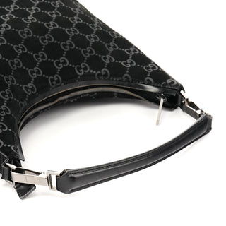 Gucci 000 0602 1997 Black GG Suede Hobo Shoulder Bag