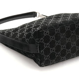 Gucci 000 0602 1997 Black GG Suede Hobo Shoulder Bag