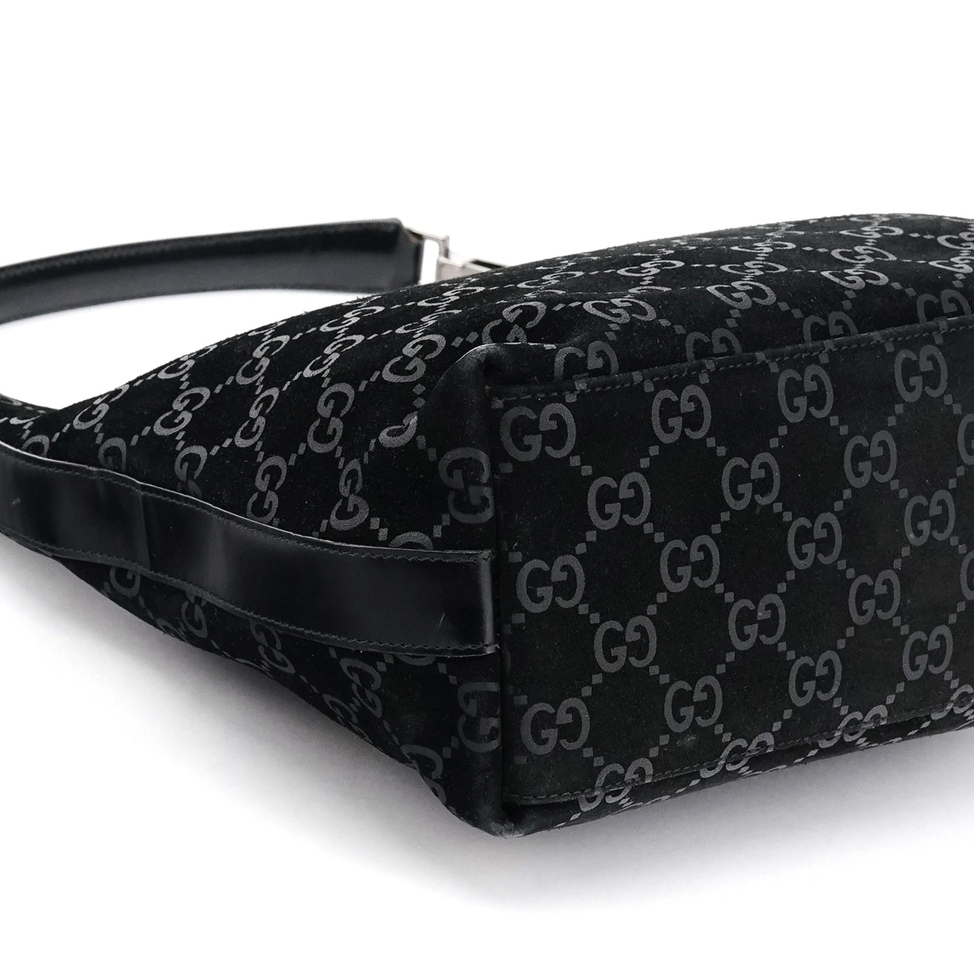 Gucci 000 0602 Black GG Suede Shoulder Bag
