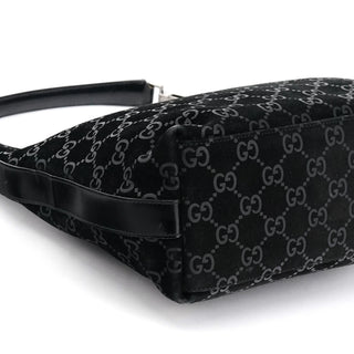 Gucci 000 0602 Black GG Suede Shoulder Bag