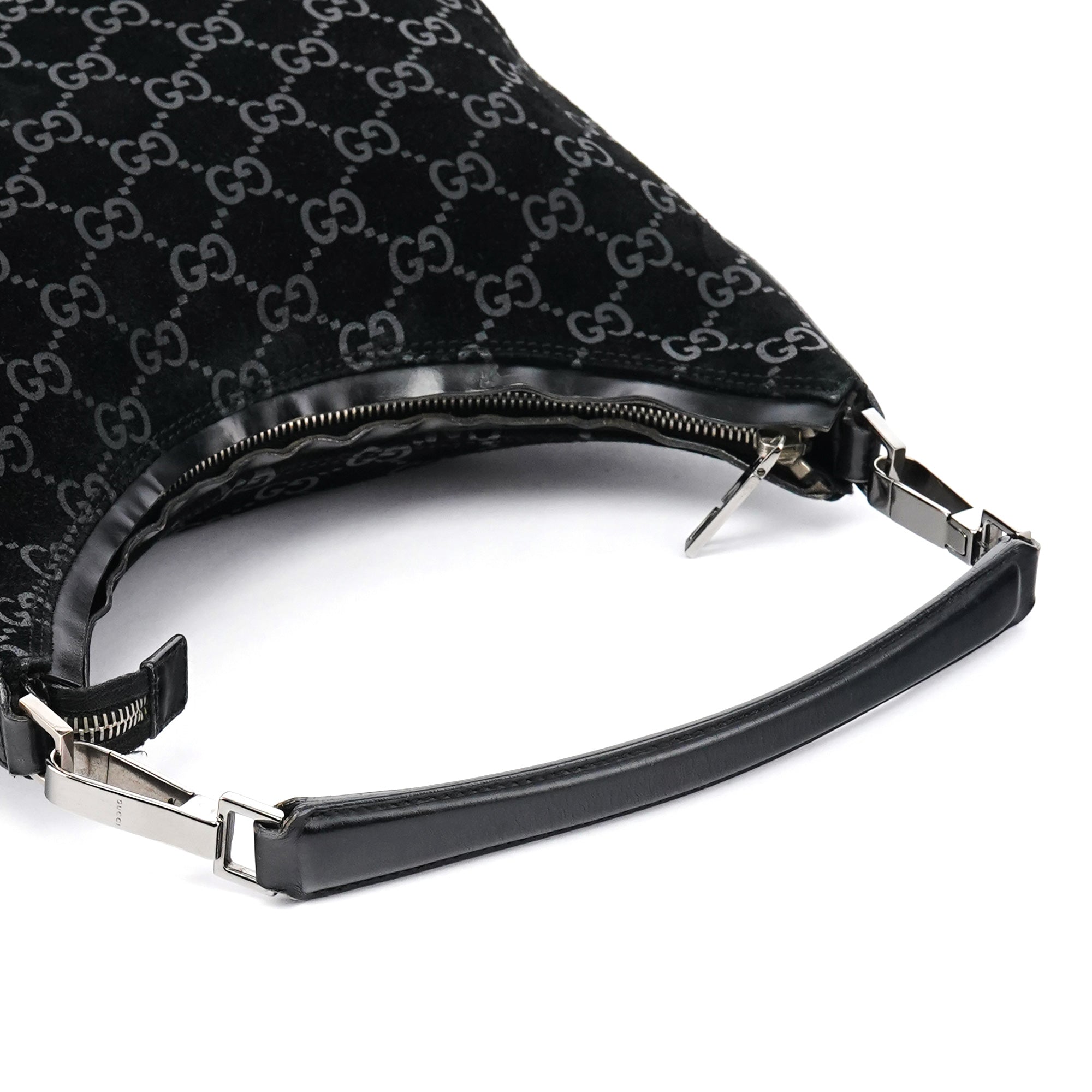 Gucci 000 0602 Black GG Suede Shoulder Bag