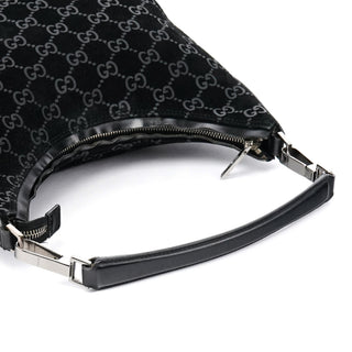 Gucci 000 0602 Black GG Suede Shoulder Bag