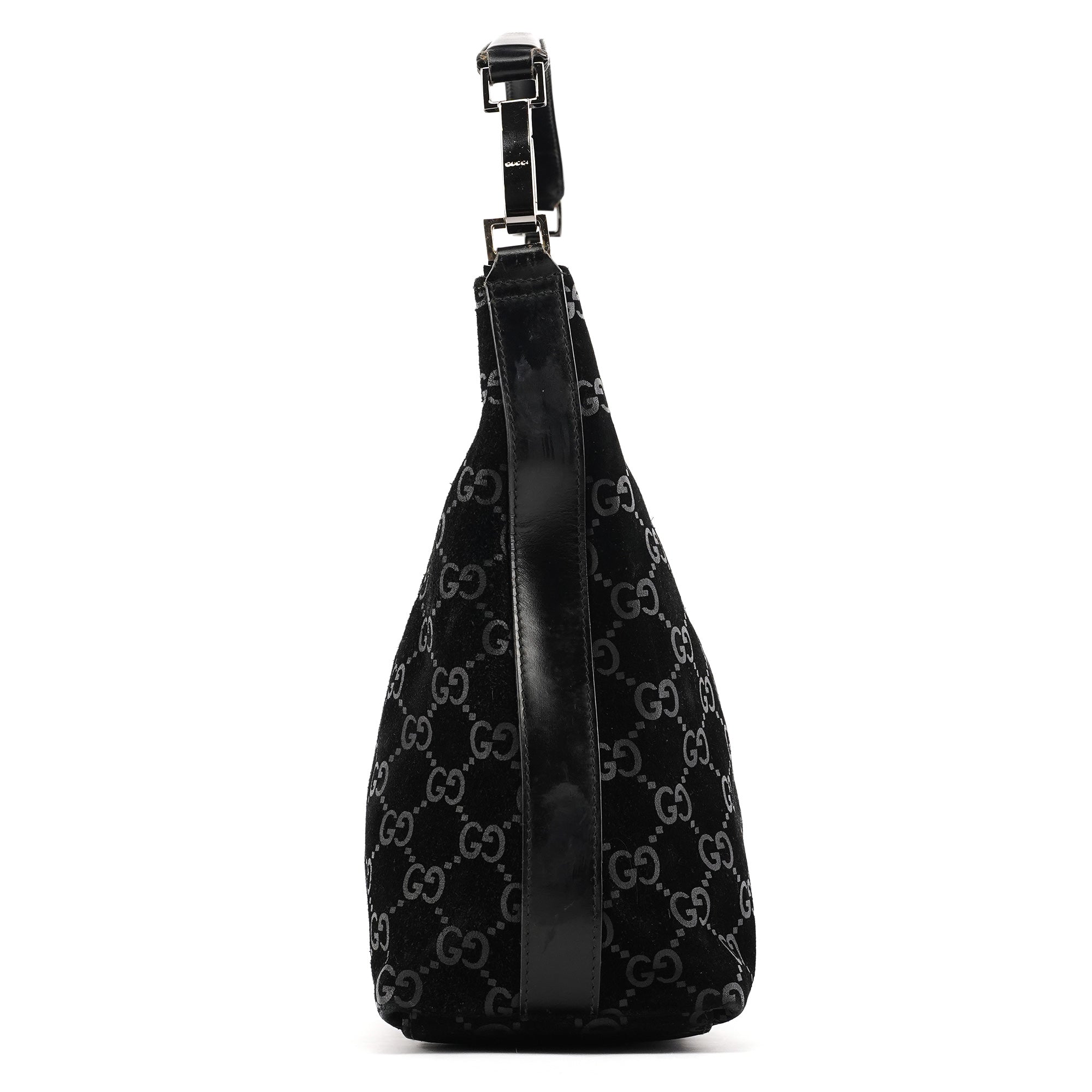 Gucci 000 0602 Black GG Suede Shoulder Bag