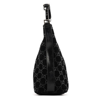 Gucci 000 0602 Black GG Suede Shoulder Bag