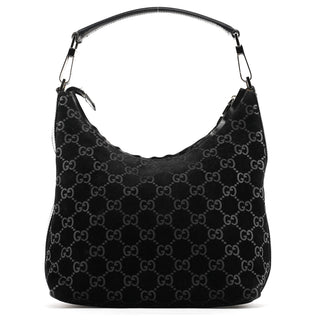 Gucci 000 0602 Black GG Suede Shoulder Bag
