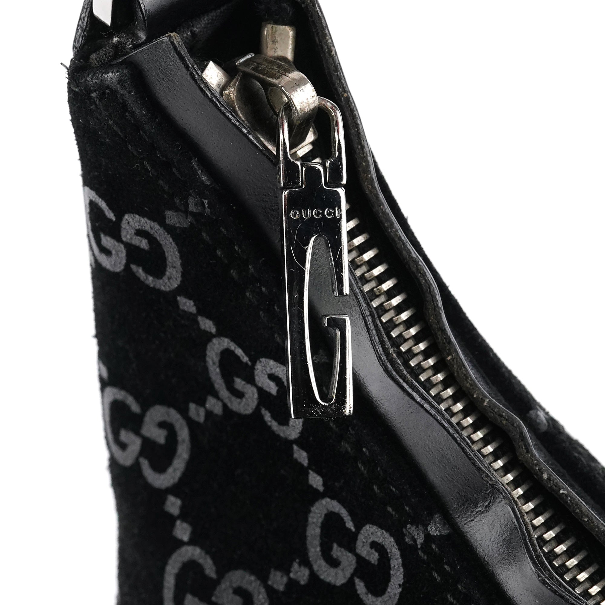 Gucci 000 0602 Black GG Suede Shoulder Bag